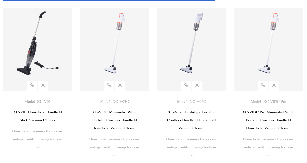 Household vacuum cleaner product lineup including corded and cordless handheld models